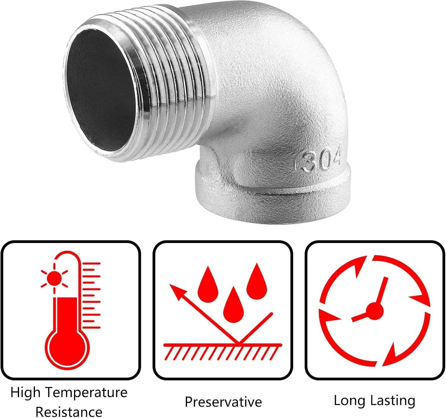 90° Stainless Steel Pipe Elbow With Internal And External Threads